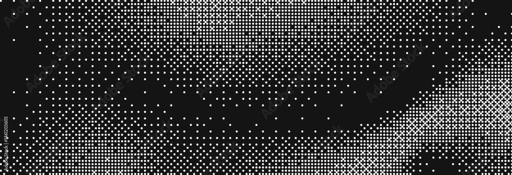 Poster Pixelated bitmap gradient texture. Retro pixel art, black and white dither pattern, 8 bit vector background. 