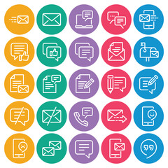 Circle color outline icons set for Email message