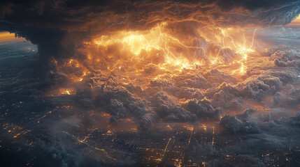 Storm unleashes lightning and chaos on the urban landscape