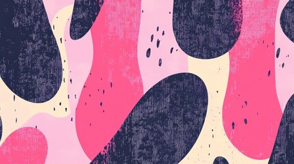 Abstract design with textured shapes and vibrant colors.