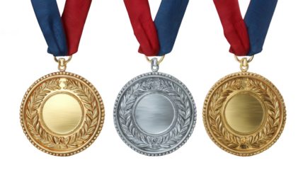 Realistic Traditional Medals for 17 Agustus Games Transparent Background