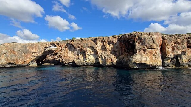 Cova des Pont Sea Arch near Cala Varques Mallorca Coastal View from Boat