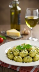 Delicious Pesto Gnocchi with Parmesan Cheese,  a perfect Italian dish for a delightful dinner.