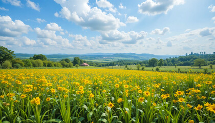 Fototapeta premium A Breath of Fresh Air in Blooming Fields