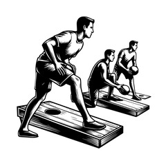 Cornhole board kids coloring black silhouette vector