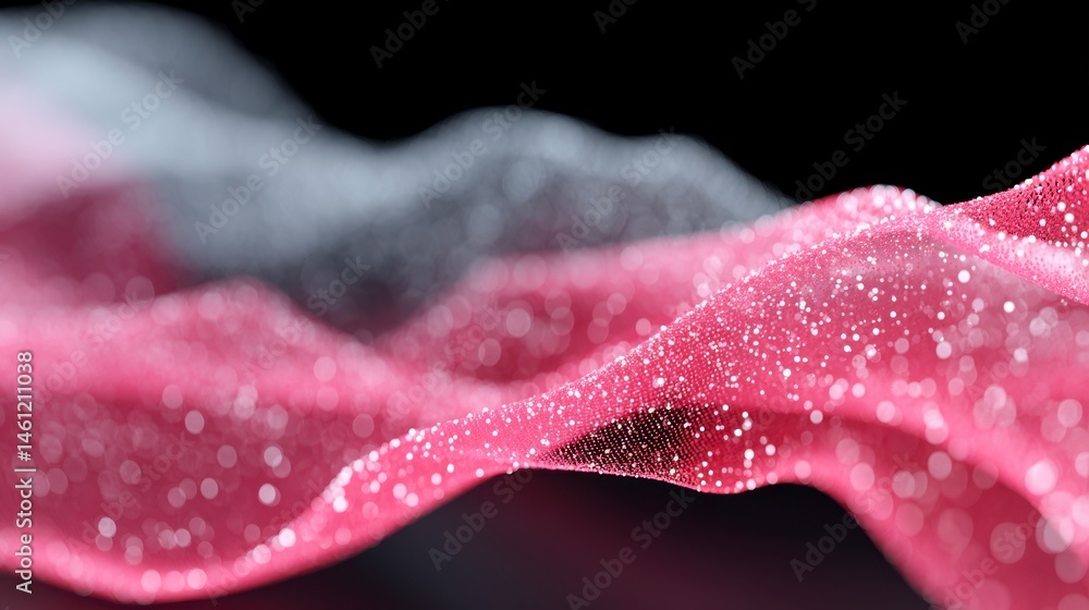 Aufkleber abstract pink and gray floating form with sparkles against a dark background minimalist design.
