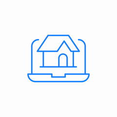 laptop display house icon sign vector