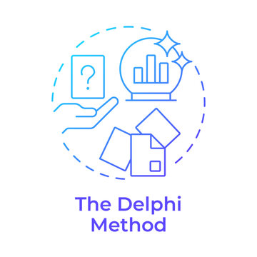 Delphi method blue gradient concept icon. Predicting long term workforce trends. Workforce forecasting technique. Round shape line illustration. Abstract idea. Graphic design. Easy to use blog post