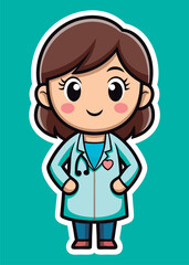 Fototapeta premium Cute doctor character with a stethoscope.
