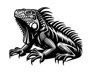 Fototapeta premium Iguana Animal Silhouette Coloring Page for Kids