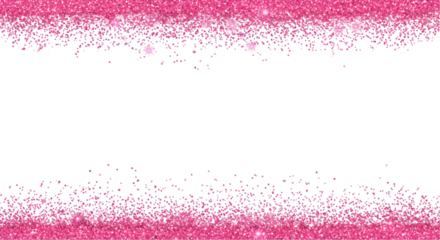 Sparkling pink glitter border against black