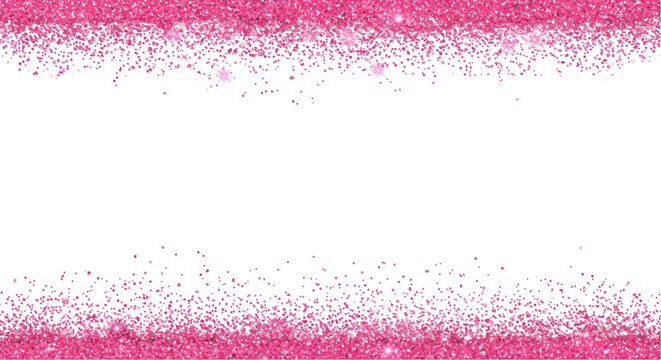 Sparkling pink glitter border against black