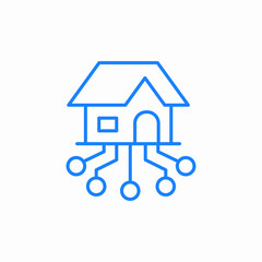 network nodes house icon sign vector