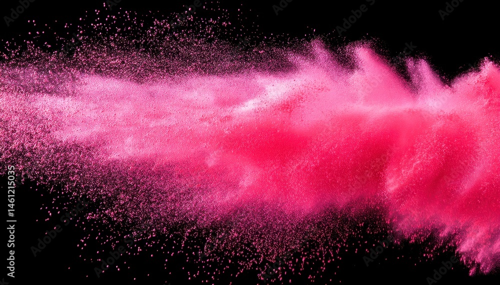 Poster brilliant burst of fuchsia dust in dynamic motion against a stark backdrop generative image.