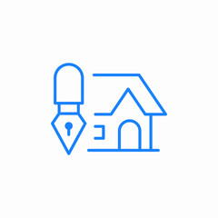 pencil ruler house icon sign vector