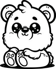 Coloring pages, Wild animals outline, Cute bear doll, vector illustration