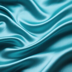 Obraz premium Smooth teal satin fabric, rippling waves, soft folds, luxurious texture,