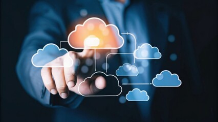 Innovative cloud technology interface with human interaction.