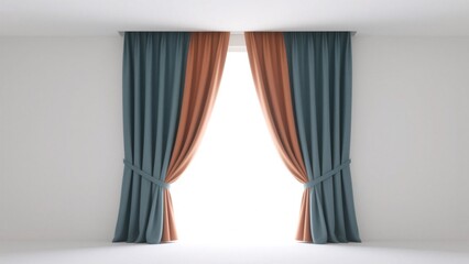 Elegant Two-Tone Curtains Teal and Burnt Orange Window Drapes