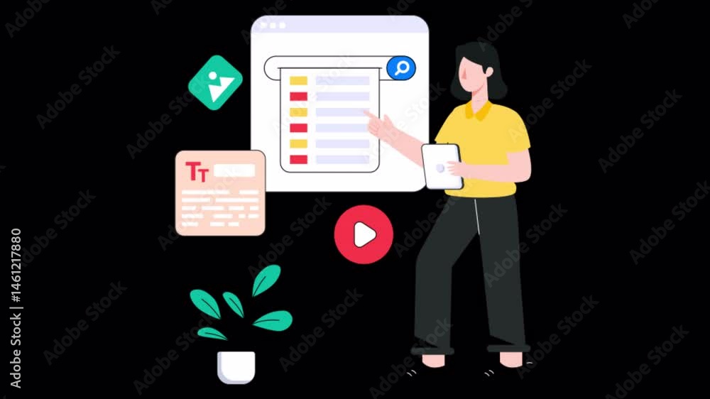 Poster seo content motion graphic rendering with transparent alpha channel