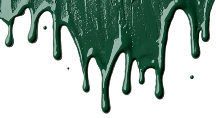 Png of Dripping dark green paint with a glossy texture, creating an artistic splash effect on a black background.