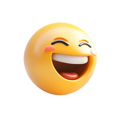 Happy laughing emoji 3D render joyful expression yellow face cute design