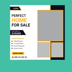 Modern Home for Sale Social Media Post Design – Real Estate Marketing Template