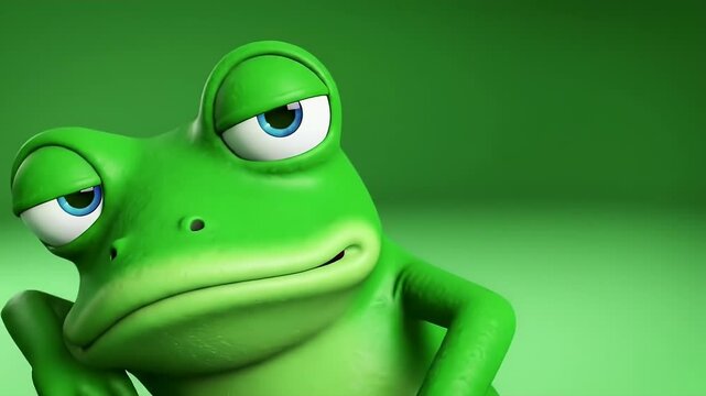 A cute green cartoon amphibian, a funny frog-like alien monster toy with happy eyes, isolated in a fun vector illustration