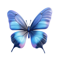 Fototapeta premium Vibrant blue butterfly with gradient wings in close-up view, cut out - stock png.
