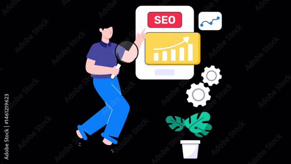 Poster seo analysis motion graphic rendering with transparent alpha channel