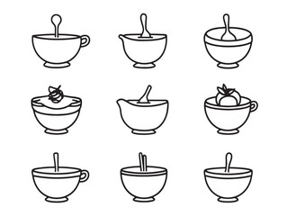 Compote food line art illustration with hand drawn fruit details