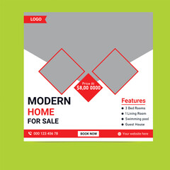 Modern Home for Sale Social Media Post Design – Real Estate Marketing Template