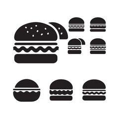 vector illustration of burger and hamburger fast food vector icon set silhouette design