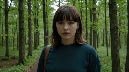 Naklejka premium young woman in forest