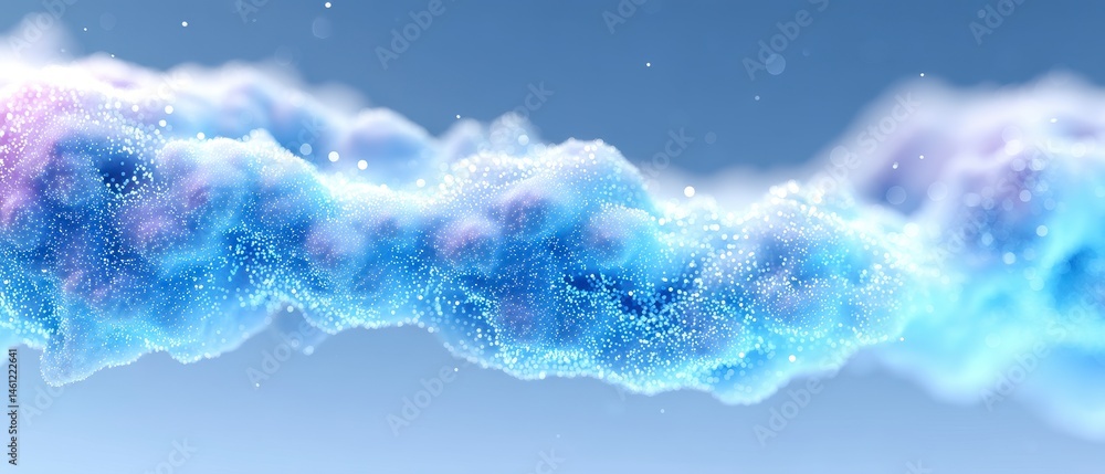 Poster ethereal cloud formation with glittering particles digital abstract background representation