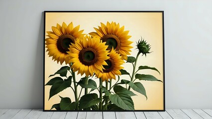 painting sun flower in the wall