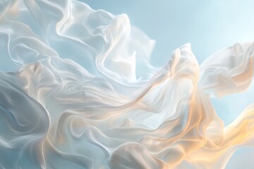 Fototapeta premium Delicate, flowing fabric draped in soft pastel hues.