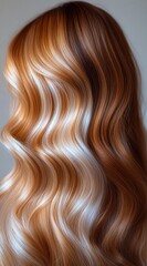Fototapeta premium Close-up view of highlights on flowing, wavy hair.