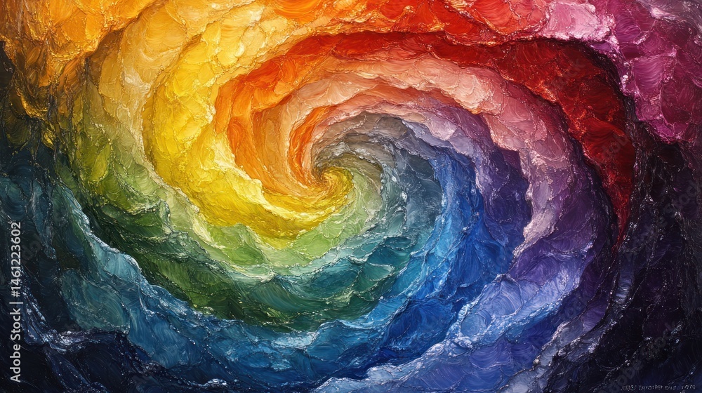 Aufkleber vibrant swirling vortex of layered colors, creating a dynamic and textured spiral