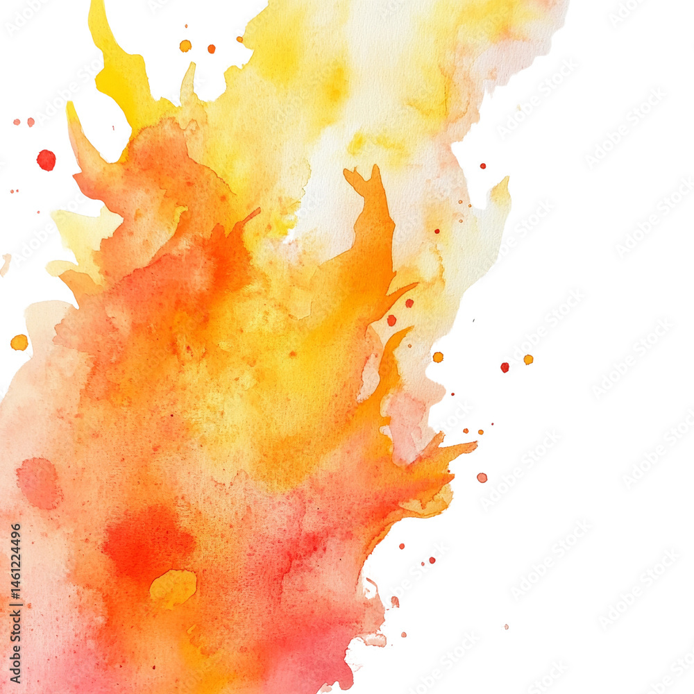 Poster Abstract watercolor fire burst on isolated background creating a dynamic and vibrant composition