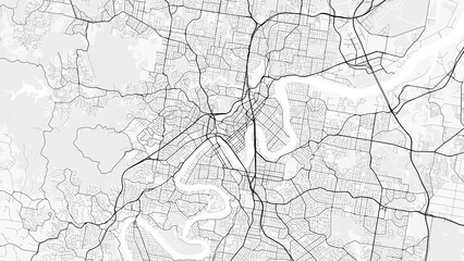 Obraz premium Brisbane, Australia. Perfect for posters, printing, wallpaper, and home decor. Contains information on places of interest, roads, toll roads, rivers, mountains, parks, etc
