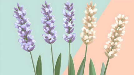 Naklejka premium Pastel Pixel Art Lavender Flowers