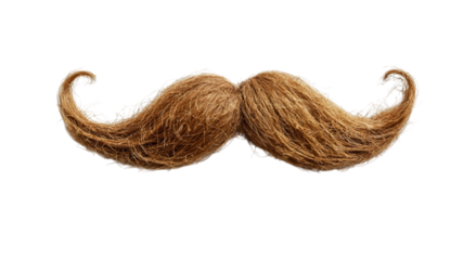 Png of A whimsical brown mustache made of natural fibers, perfect for adding a touch of humor to any creative project.