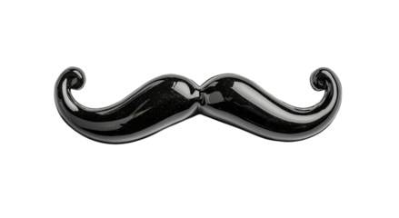 Png of A glossy black mustache shape, adding a playful and whimsical element to your designs.