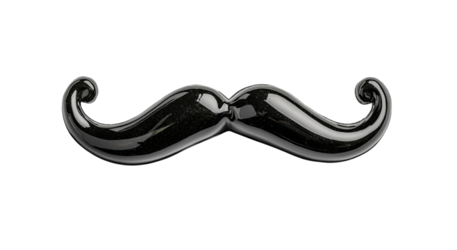 Png of A glossy black mustache shape, adding a playful and whimsical element to your designs.