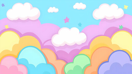 Colorful Pastel Pixelated Cloudscape Background