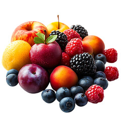 Luminous Fresh Medley Elegant Mix of Orchard Fruits Isolated on Transparent Background
