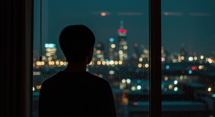 Night Cityscape: A Silhouette Against the Lights