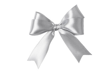 Beautiful gray gift bow isolated on transparent background