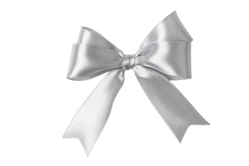 Beautiful gray gift bow isolated on transparent background